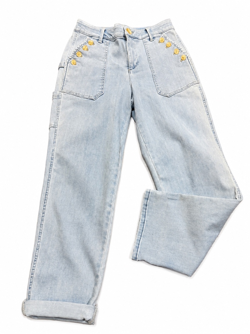 Democracy Absolution Light Wash Utility Cargo Jeans Size 6 Patch Pockets Buttons